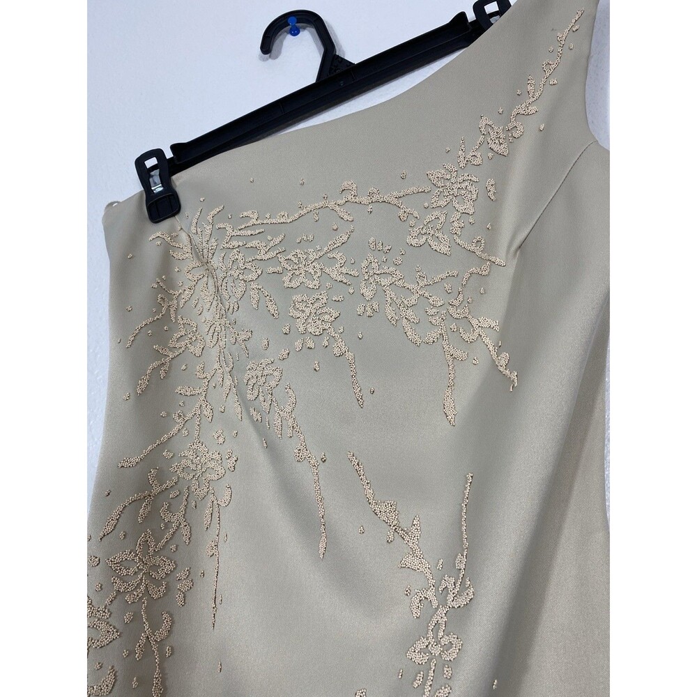 Eureka One Shoulder Beige Embroidered Gown Medium Size M - Picture 5 of 16